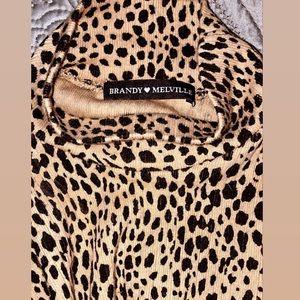 Brandy Melville Leopard Cropped Turtleneck Top